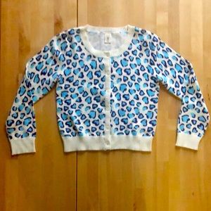 Old Navy Girls’ Sweater Cream with Lt. Blue & Purple Sz 8 Cardigan Button Front